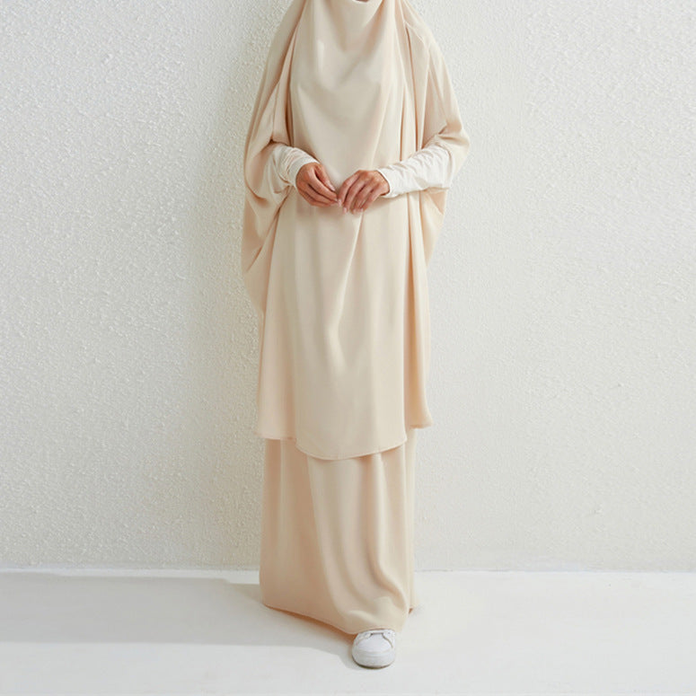 Muslim Fashion Plus Size Two-piece Suit Arabic Djellaba Solid Color - Chic Angle